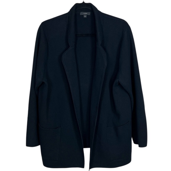 J. Crew Eloise Sweater-Blazer Open Front Cardigan Jacket L Black - Picture 5 of 6